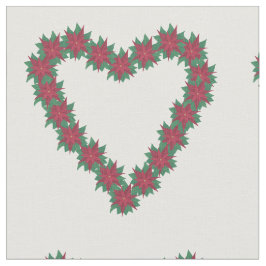 Poinsettia Hearts Red Grönt White jul Fabric Tyg