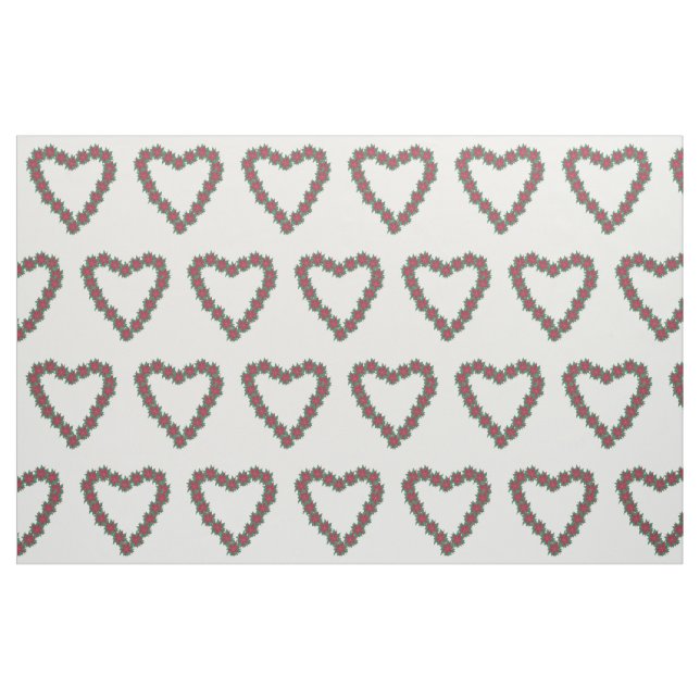 Poinsettia Hearts Red Grönt White jul Fabric Tyg (Fat Quarter)