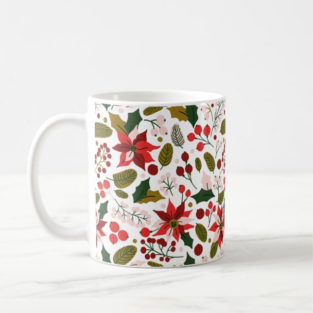 Poinsettia helgdag mugg (Vänster)