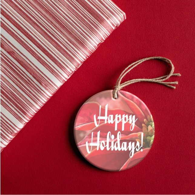 Poinsettia Helgdagars Julgransprydnad Keramik (Artistic Dual-Use! Our poinsettia inspired ornament doubles as a luxury gift tag.)