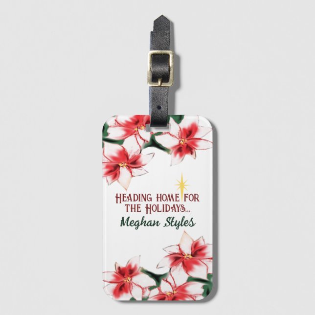 Poinsettia Hem för Helgdagarna Jul Bagagebricka (Framsida vertikal)