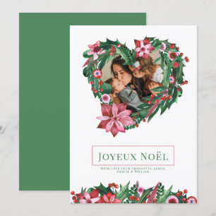 Poinsettia Hjärtsandning Joyeux Noël julkort Inbjudningar