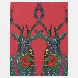 poinsettia hjort red fleecefilt