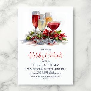 Poinsettia Holiday Cocktail Party Inbjudningar
