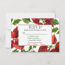 Poinsettia Holiday RSVP Bröllops Svar w/ Måltid