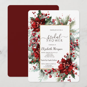 Poinsettia Holiday Vinter Bröllopsdusch Inbjudningar