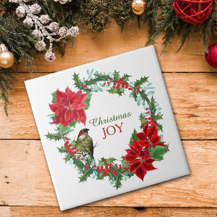 Poinsettia Holly Berry jul Joy Kakelplatta