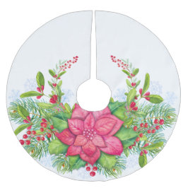 Poinsettia Holly Evergreen jul Julafton Julgransmatta Borstad Polyester