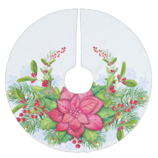 Poinsettia Holly Evergreen jul Julafton Julgransmatta Borstad Polyester