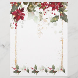 Poinsettia Holly Julbletterhead Brevhuvud