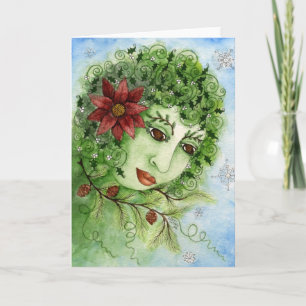 Poinsettia Holly Nymph Card Helgkort