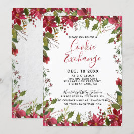 POINSETTIA + HOLLY Watercolor Cookie Exchange Inbjudningar