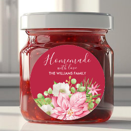 Poinsettia Homemade med Kärlek-julklapp Runt Klistermärke