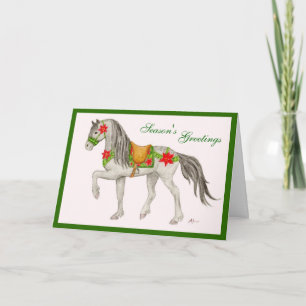 Poinsettia Horse Card Helgkort