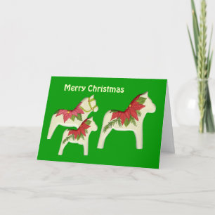Poinsettia Horses julkort Helgkort