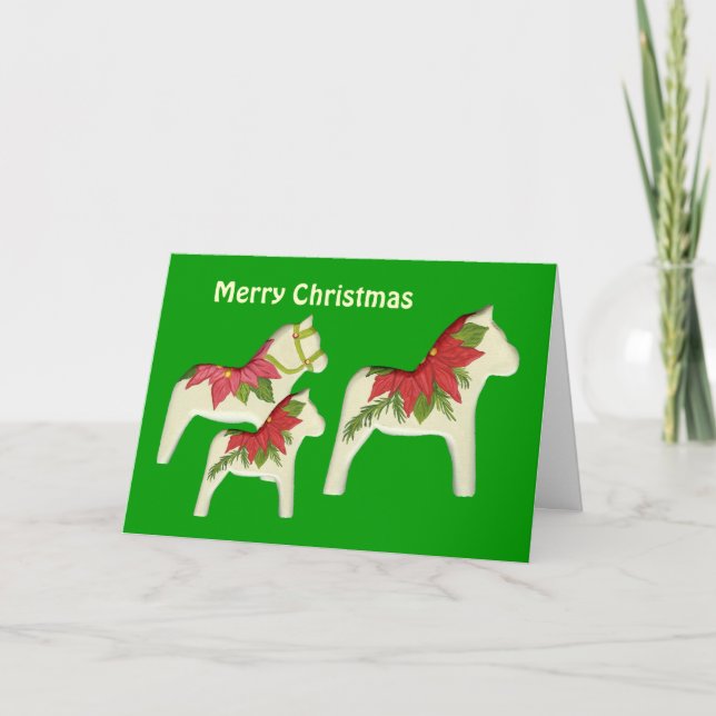 Poinsettia Horses julkort Helgkort (Framsida)
