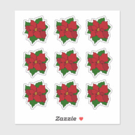 Poinsettia i glasmåleri klistermärken