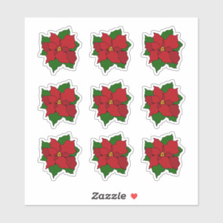 Poinsettia i glasmåleri klistermärken