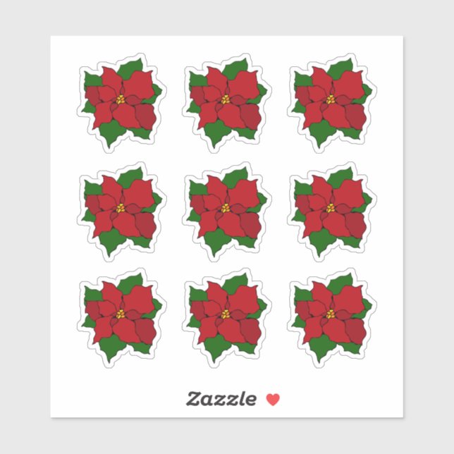 Poinsettia i glasmåleri klistermärken (Ark)