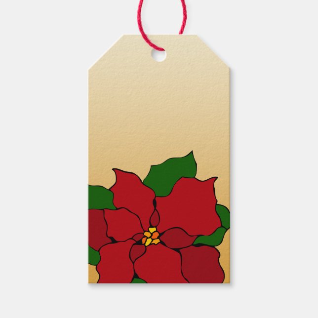 Poinsettia i glasmåleri presentetikett (Framsidan)