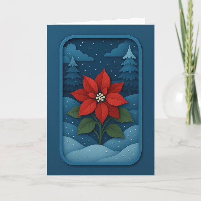 Poinsettia in Snowy Forest Card Kort (Framsida)