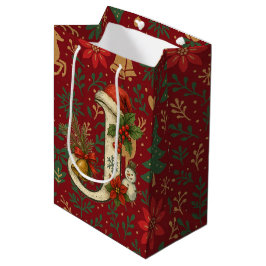 Poinsettia, Initial J Letter White Medium Gift Med