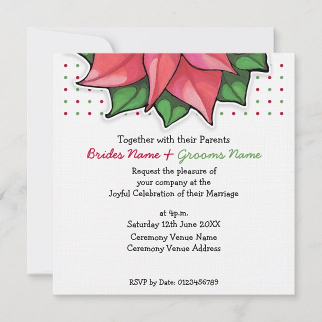 Poinsettia Joy har toppen på bröllopsinbjudan Inbjudningar (Framsida)