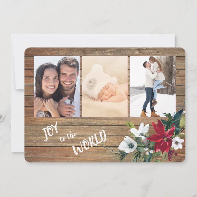 Poinsettia Joy till World Four Photo Template Julkort (Framsida)