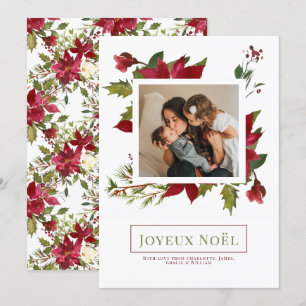 Poinsettia Joyeux Noël Elegant-julkort Inbjudningar