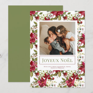 Poinsettia Joyeux Noël Elegant-julkort Inbjudningar