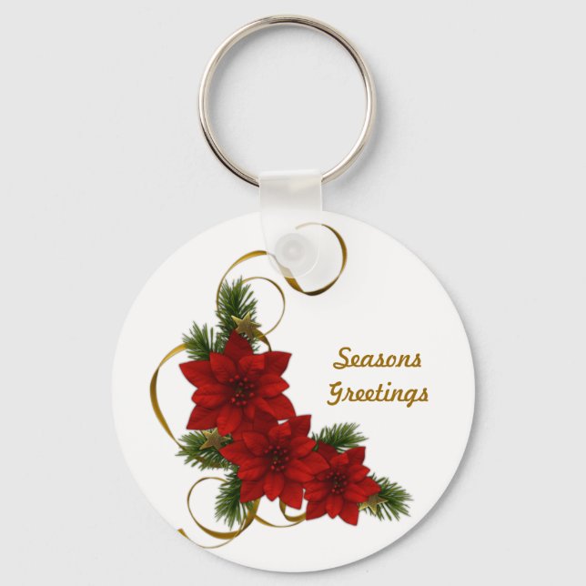 Poinsettia jul Basic Keychain Nyckelring (Framsida)