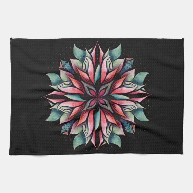 Poinsettia Jul Blommigt Elegant Winter Helgdag Kökshandduk (Horisontell)