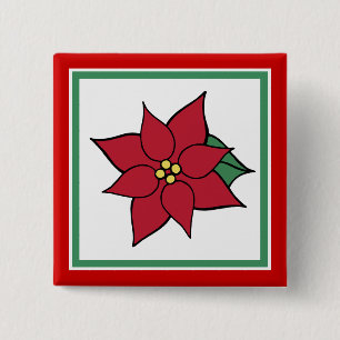 Poinsettia jul Button Pin Knapp