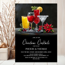 Poinsettia Jul Cocktail Party Inbjudningar
