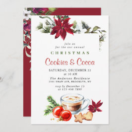 Poinsettia jul Cookies & Cocoa Julfest Inbjudningar