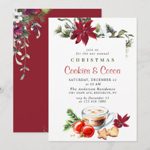 Poinsettia jul Cookies & Cocoa Julfest Inbjudningar