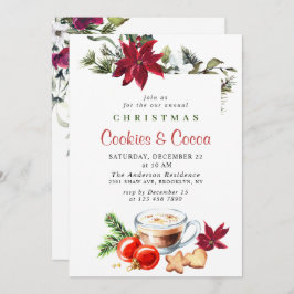 Poinsettia jul Cookies & Cocoa Julfest Inbjudningar