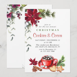 Poinsettia jul Cookies & Cocoa Julfest Inbjudningar