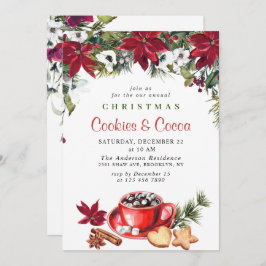 Poinsettia jul Cookies & Cocoa Julfest Inbjudningar