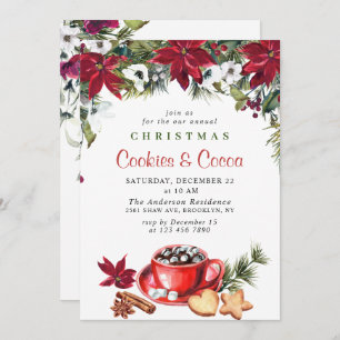 Poinsettia jul Cookies & Cocoa Julfest Inbjudningar