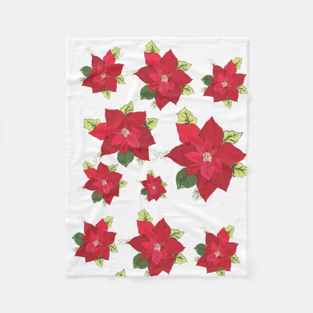 Poinsettia jul Flower Fleece Blanket (Framsidan)