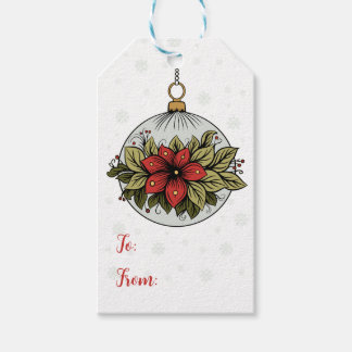 Poinsettia jul Flower Ornament Presentetikett