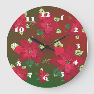 Poinsettia jul Flowers Wall Clock Stor Klocka
