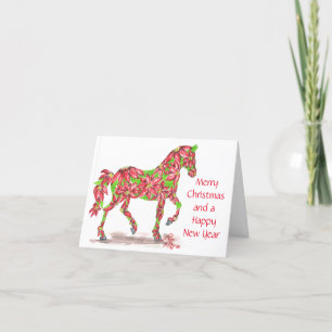 Poinsettia jul Horse Helgkort