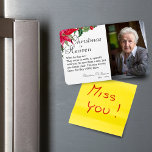 Poinsettia jul i himlen Memorial Photo Magn Magnet<br><div class="desc">Julgrey poinsettia med ett speciellt citat till din kärlek en magnet. Lägg till deras namn och datum. Gör en perfekt till dig själv eller någon speciell.</div>