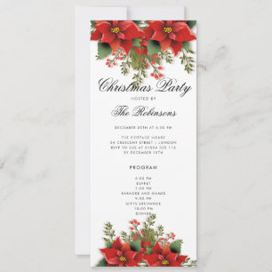 Poinsettia jul Inbjudan-programmet och Menu Inbjudningar