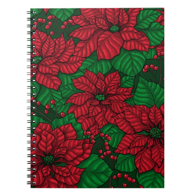 Poinsettia, Jul mönster Anteckningsbok (Framsidan)