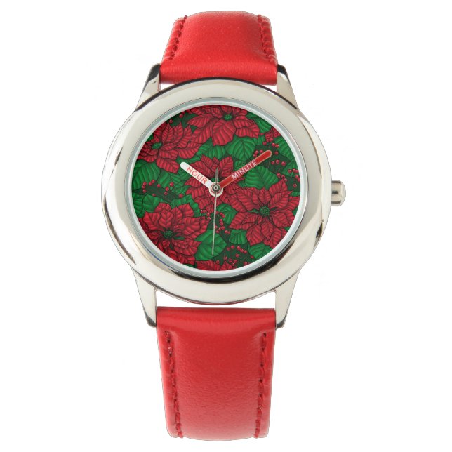Poinsettia, Jul mönster Armbandsur (Framsida)