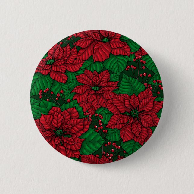 Poinsettia, Jul mönster Knapp (Framsida)
