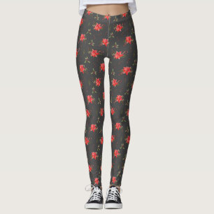Poinsettia jul Mönster Leggings